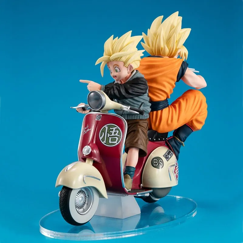 Usine Directe Dragonball Z: Super Saiyan Son Goku & Super Saiyan Son Gohan & Motorbike 05 Desktop Real McCoy PVC Diorama (16cm)
