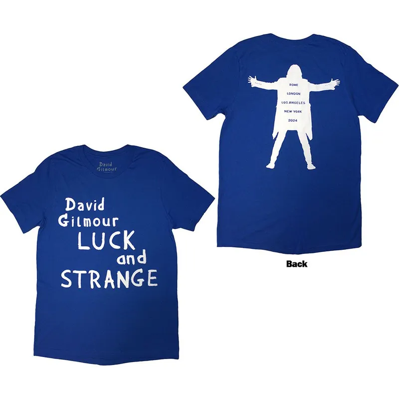 David Gilmour: Luck & Strange Logo (Back Print) - Blue T-Shirt Affaire À Saisir