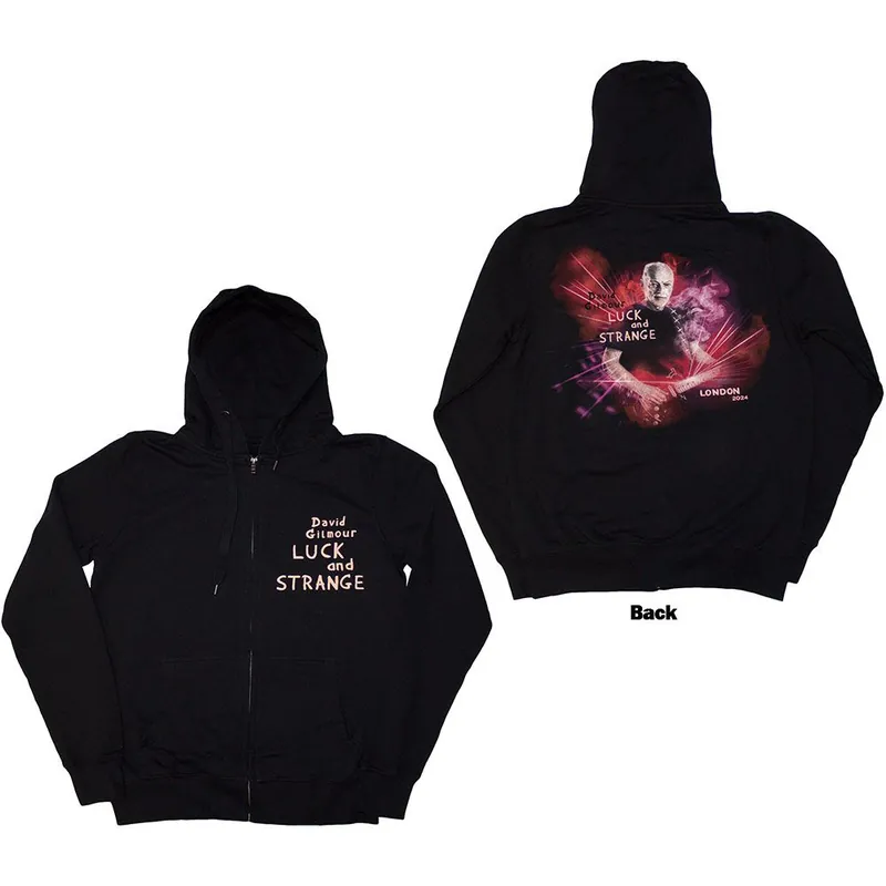 David Gilmour: Luck & Strange London (Back Print) - Black Pullover Hoodie Top Vente