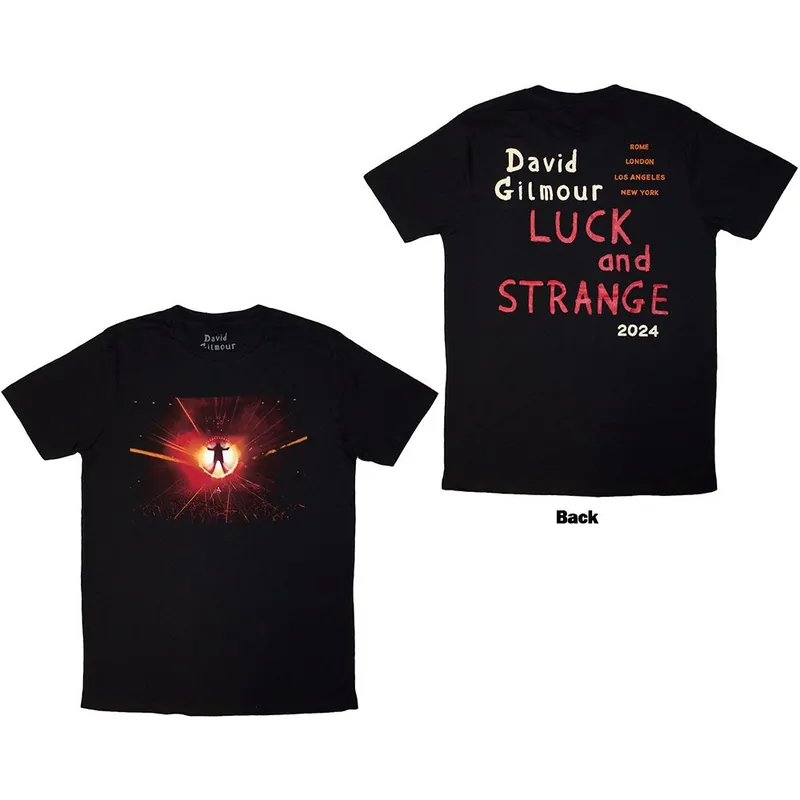 Prix Cassé David Gilmour: Luck & Strange Stage Shot (Back Print) - Black T-Shirt