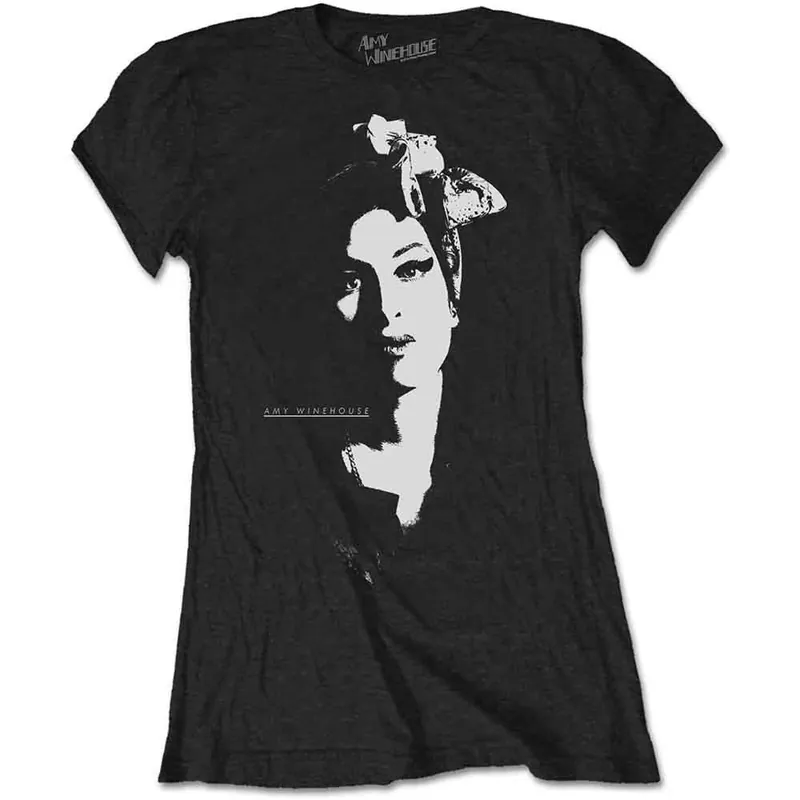 Vente Flash Amy Winehouse: Scarf Portrait - Ladies Black T-Shirt