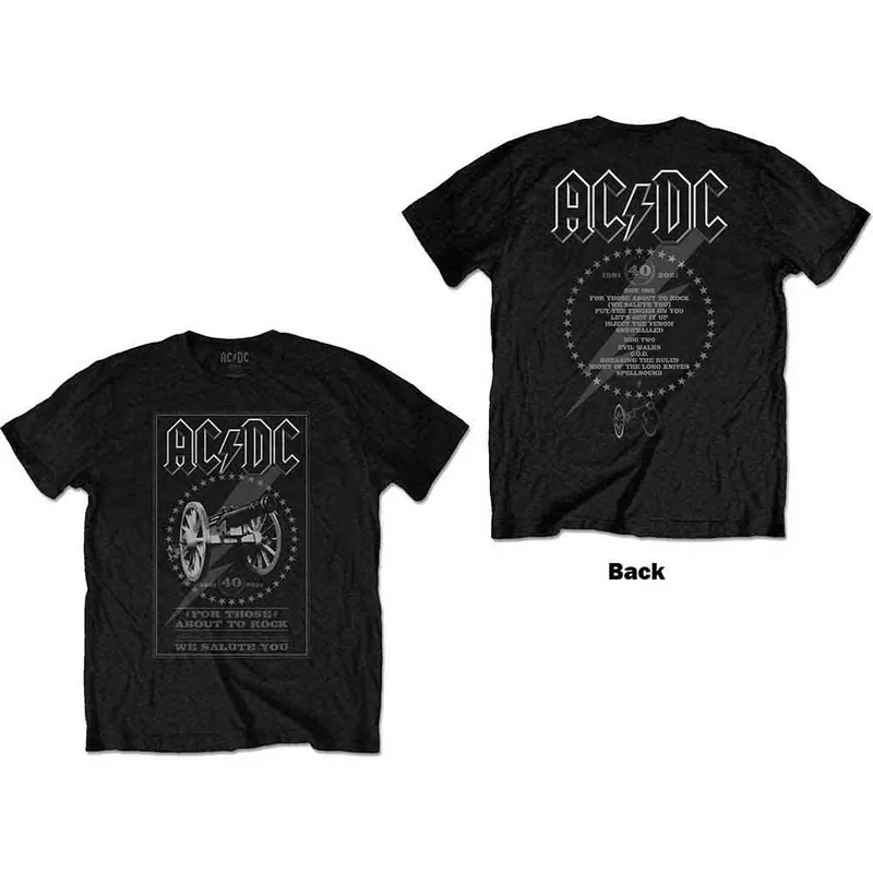 AC\\/DC: FTATR 40th Monochrome (Back Print) - Black T-Shirt Solde