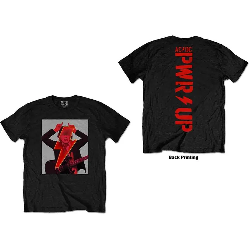 AC\\/DC: Angus Finger Horns (Back Print) - Black T-Shirt Paiement Sécurisé
