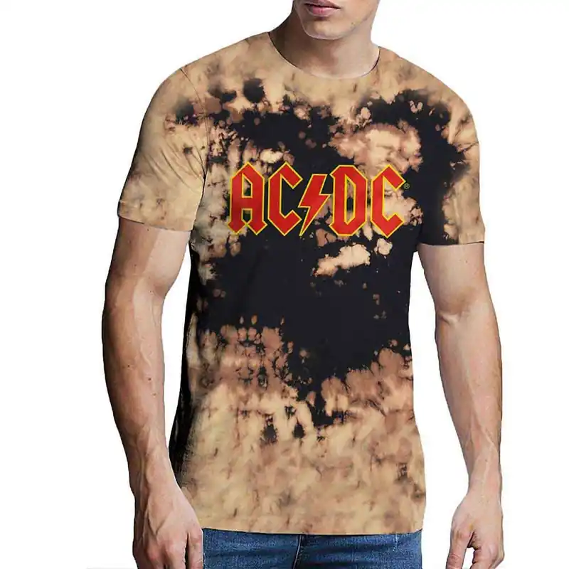 AC\\/DC: Logo (Dip Dye, Dye Wash) - Dip Dye Tan And Black T-Shirt Premium