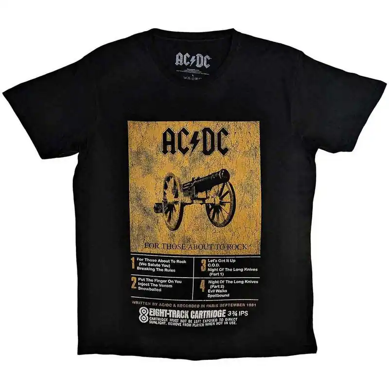 AC\\/DC: 8 Track - Black T-Shirt Certifié