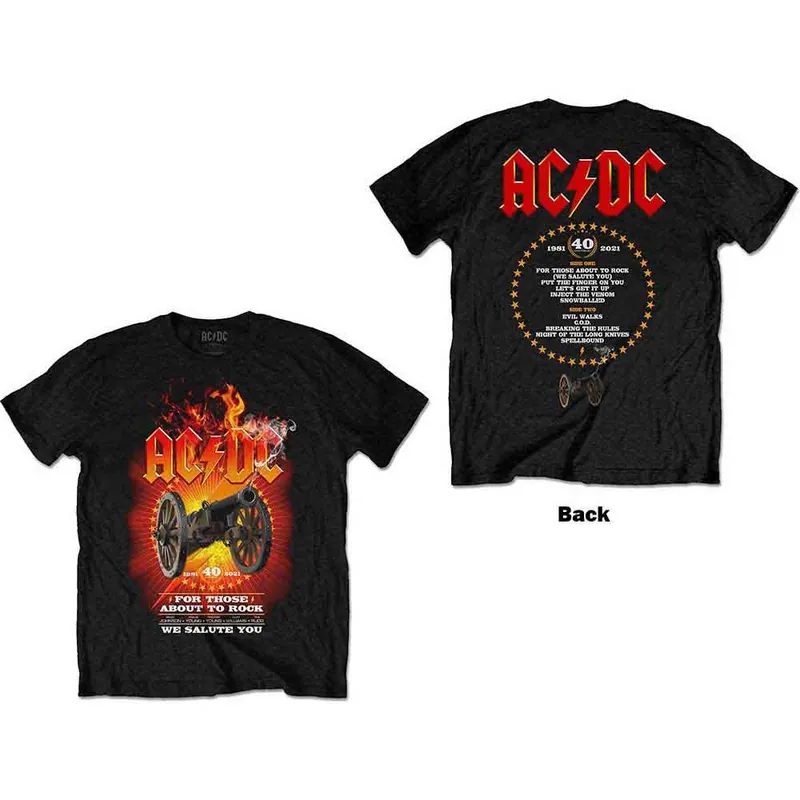 AC\\/DC: FTATR 40th Flaming (Back Print) - Black T-Shirt Exclusif