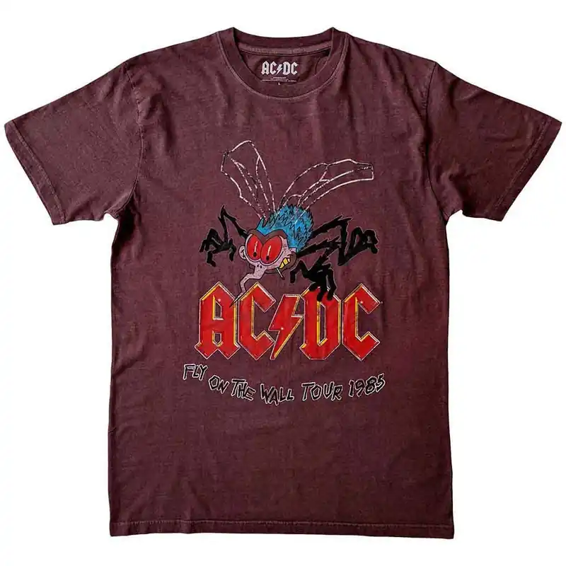 AC\\/DC: Fly On The Wall Tour - Maroon Red T-Shirt Expédié Aujourd’hui