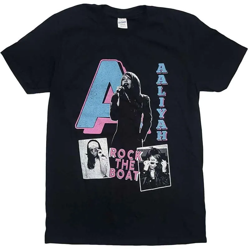 Aaliyah: Rock The Boat - Black T-Shirt Marque