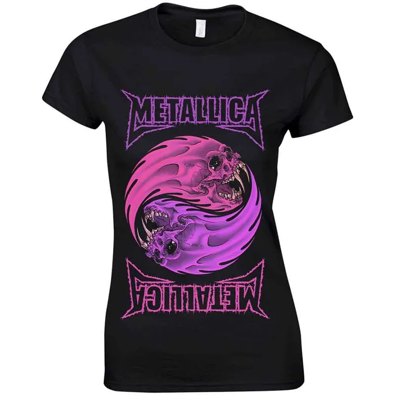 Vente Directe Metallica: Yin Yang Purple - Ladies Black T-Shirt
